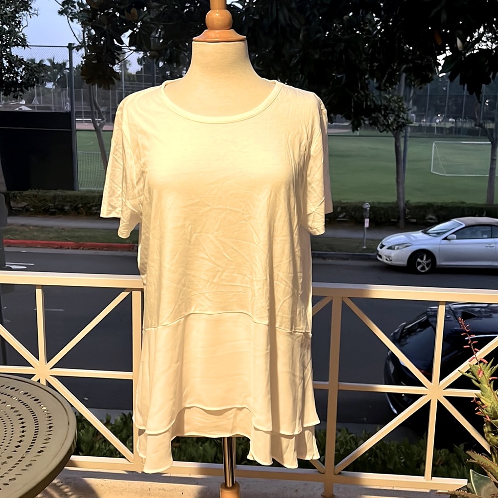 Michael Kors White Tee with layered Hem XXL NWT